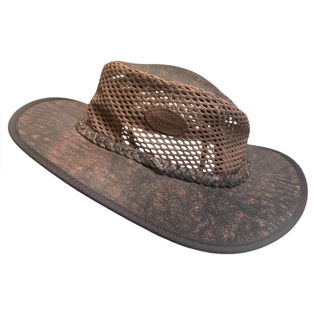 PUDNEY HATS Suede Antelope Leather Safari Hat with Mesh Sides South African Made